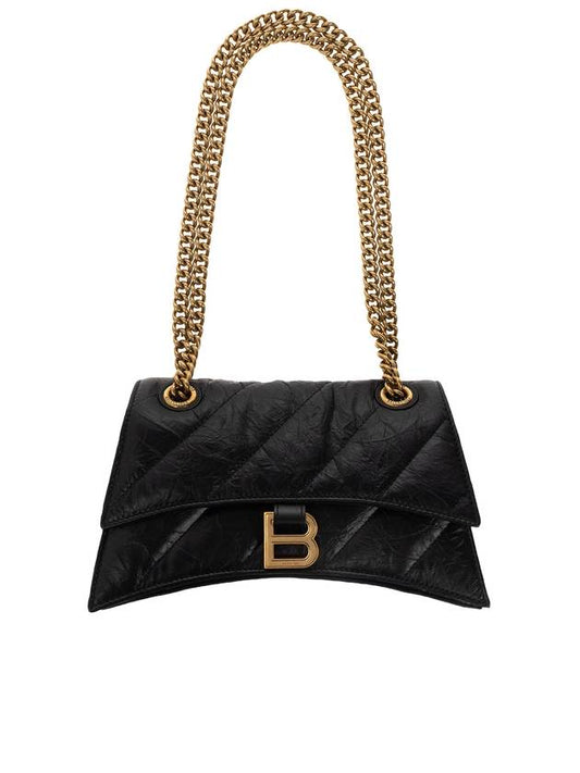 Women's Crush Logo Gold Chain Small Shoulder Bag Black - BALENCIAGA - BALAAN 1
