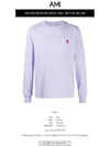 Men's Red Heart Logo Long Sleeve T-Shirt Purple - AMI - BALAAN 3