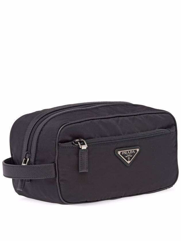 Re Nylon Saffiano Leather Travel Clutch Bag Black - PRADA - BALAAN 5