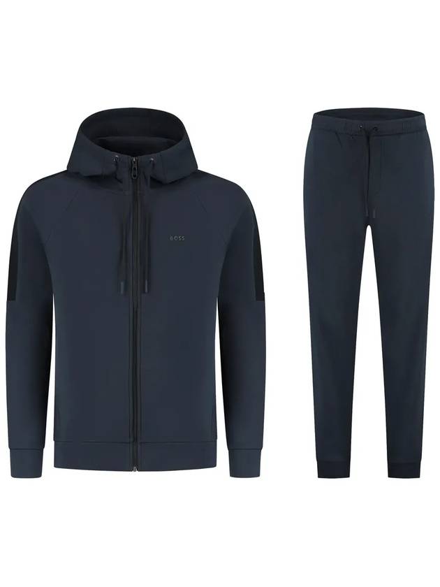 Logo Print Stretch Cotton Tracksuit Navy - HUGO BOSS - BALAAN 2