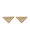 Crystal Logo Zirconie Earrings Gold - PRADA - BALAAN 11