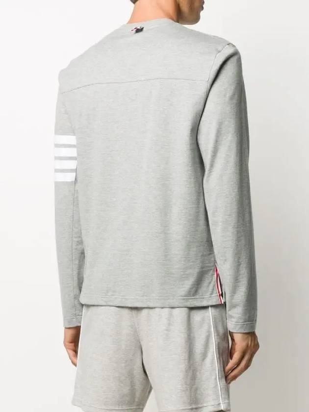 Cotton 4-bar diagonal long-sleeved T-shirt - THOM BROWNE - BALAAN 4