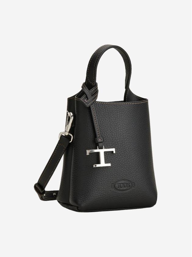 Micro Leather Mini Tote Bag Black - TOD'S - BALAAN 3