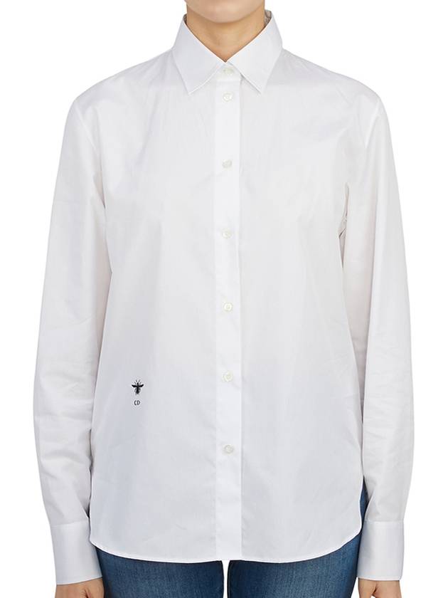 CD Embroidered Cotton Shirt White - DIOR - BALAAN 2