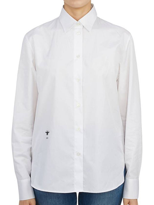 CD Embroidered Cotton Shirt White - DIOR - BALAAN 2