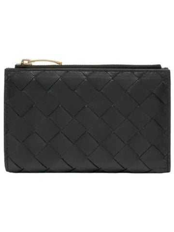 Zippered Half Wallet Black - BOTTEGA VENETA - BALAAN 1