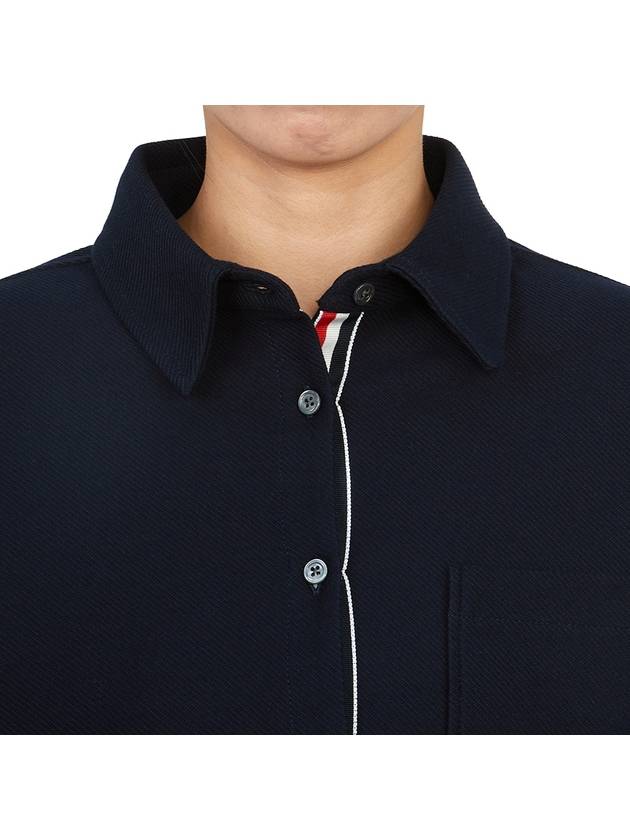 Double Face Tech Twill 4 Bar Oversized Shirt Navy - THOM BROWNE - BALAAN 11