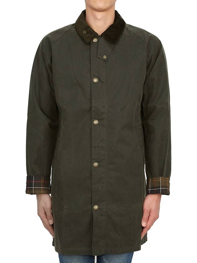 Men's Macklow Wax Zip Up Jacket Olive - BARBOUR - BALAAN 4