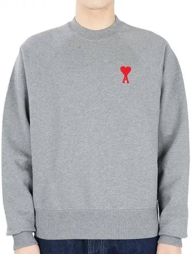 Cotton Heart Logo Sweatshirt Grey - AMI - BALAAN 2