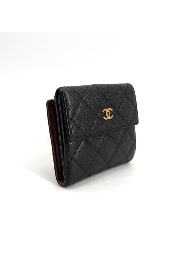 Caviar gold logo bi fold wallet - CHANEL - BALAAN 4