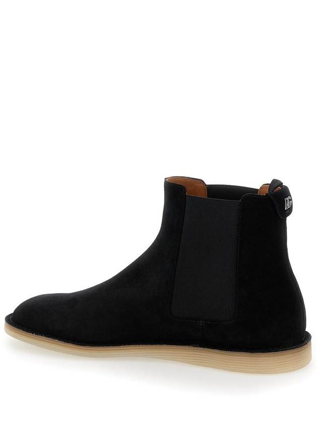 Black Pull-On Ankle Boots With Dg Logo In Suede Man - DOLCE&GABBANA - BALAAN 3