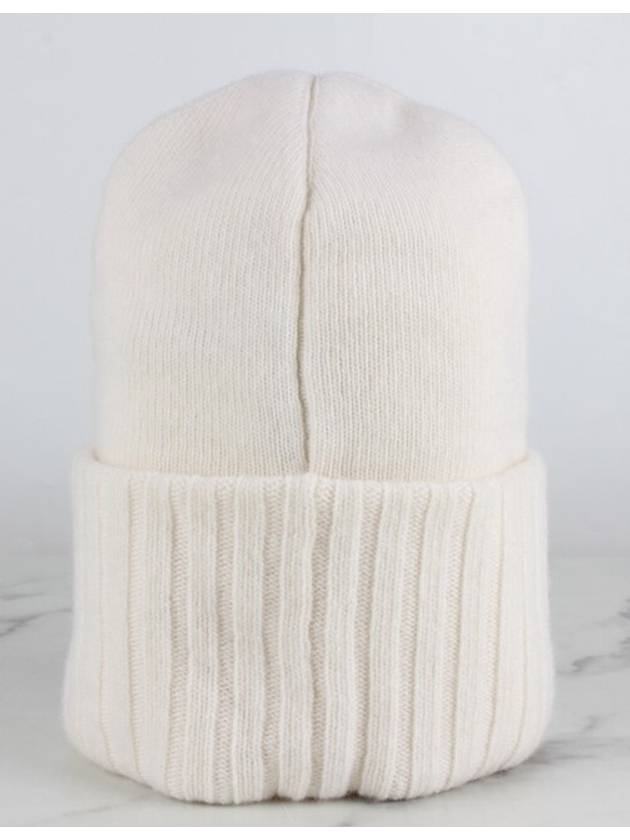 Women s Beige Wool Logo Beanie OS - MONCLER - BALAAN 4