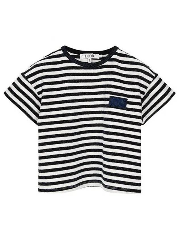 KIDS Marine White Logo Patch Stripe T Shirt 4SBM13TEEM 48D 1209017 - DIOR - BALAAN 1