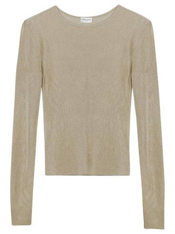 Long Sleeve T Shirt 695386 Beige - SAINT LAURENT - BALAAN 1