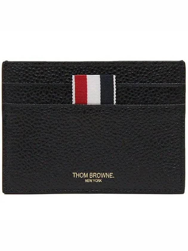 Debossed 4 Bar Pebble Grain Card Wallet Black - THOM BROWNE - BALAAN 2