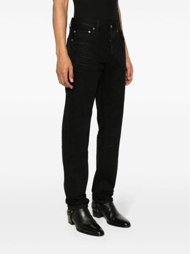 Denim Cotton Straight Jeans Black - SAINT LAURENT - BALAAN 4