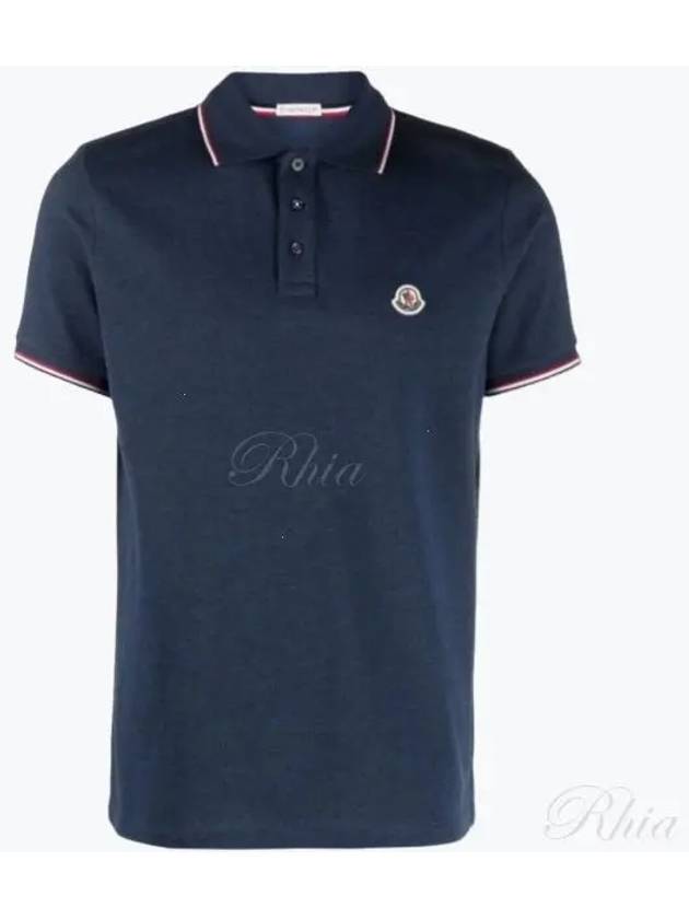 Logo Patch Short Sleeve Polo Night Blue - MONCLER - BALAAN 2