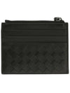 Intrecciato Zipper Card Wallet Black - BOTTEGA VENETA - BALAAN 4