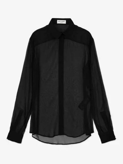 See-through Long Sleeve Shirt Black - SAINT LAURENT - BALAAN 2