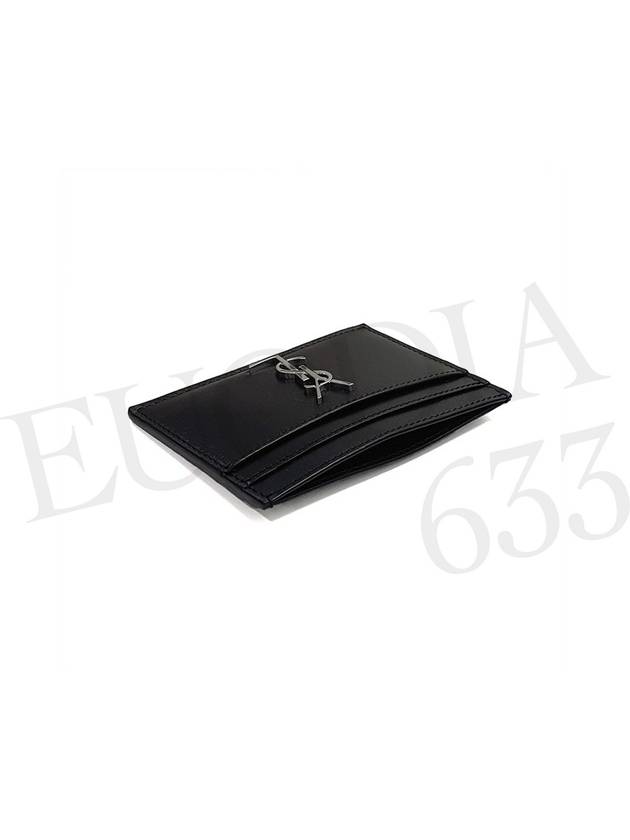 Monogram Card Case in Smooth Leather Black - SAINT LAURENT - BALAAN 4