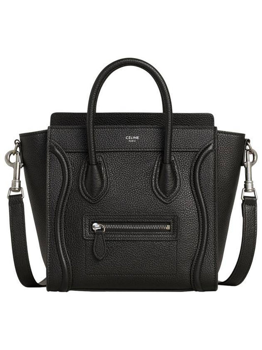 Drum Calfskin Nano Luggage Shoulder Bag Black - CELINE - BALAAN 1