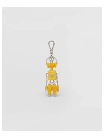 Saffiano Leather Robot Keychain Trick Sunny Yellow - PRADA - BALAAN 1