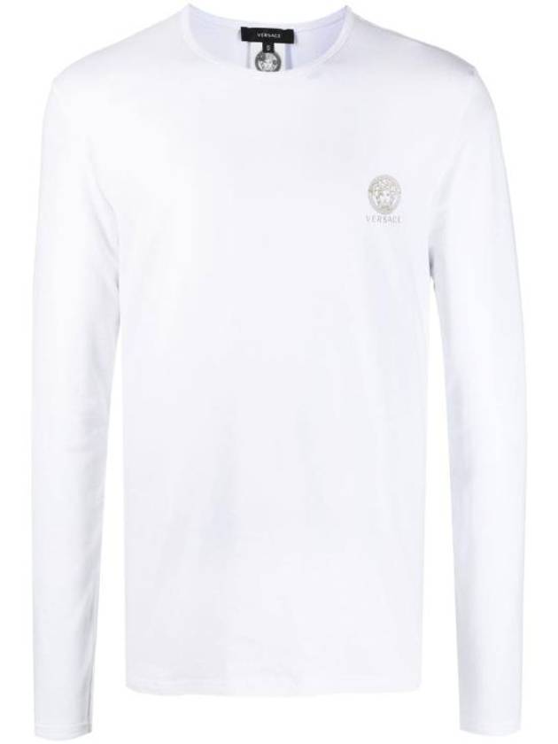 Logo Round Neck Long Sleeve T-Shirt White - VERSACE - BALAAN 2