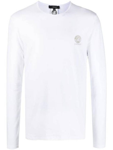 Logo Round Neck Long Sleeve T-Shirt White - VERSACE - BALAAN 1