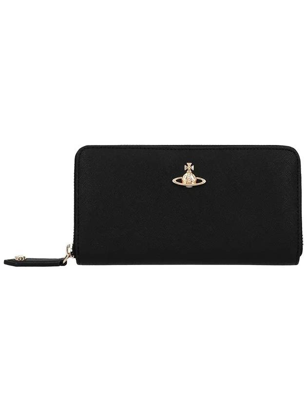 Logo Zip Around Long Wallet Black - VIVIENNE WESTWOOD - BALAAN 3