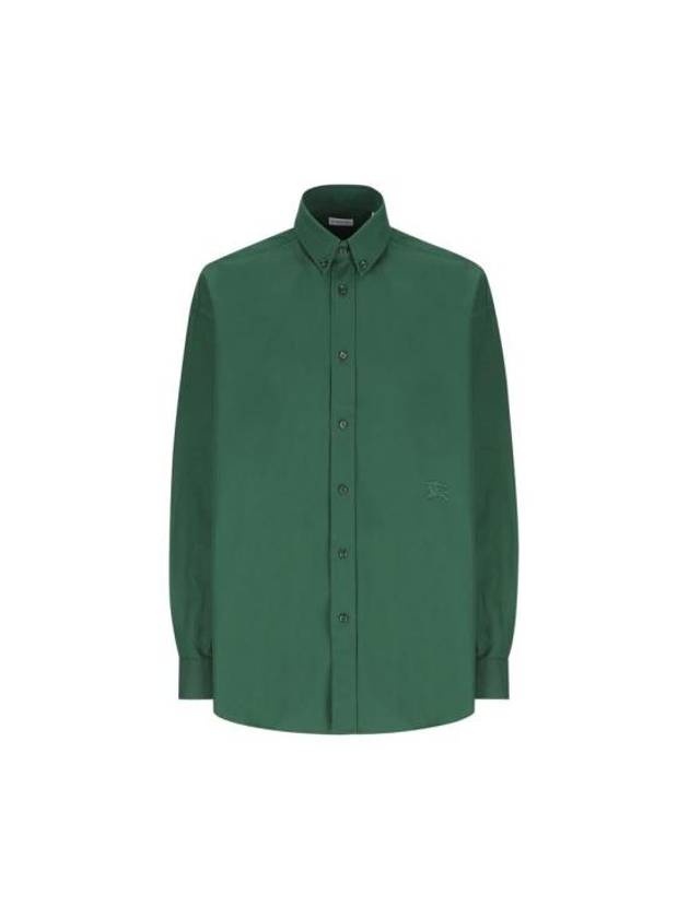 Cotton Oxford Long Sleeve Shirt Green - BURBERRY - BALAAN 1