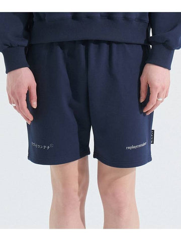 double logo sweat shorts navy - REPLAYCONTAINER - BALAAN 1