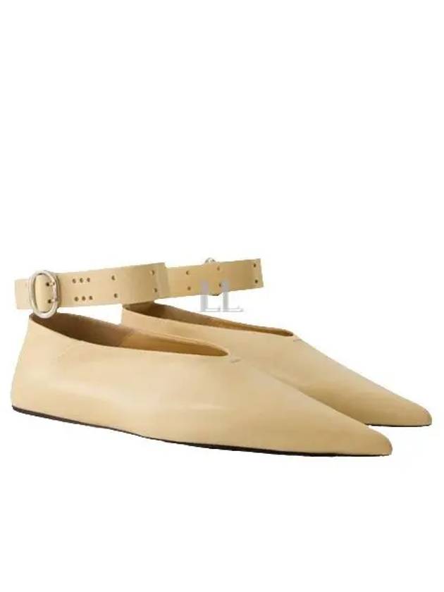 Ankle Strap Leather Ballerina Flats Beige - JIL SANDER - BALAAN 2