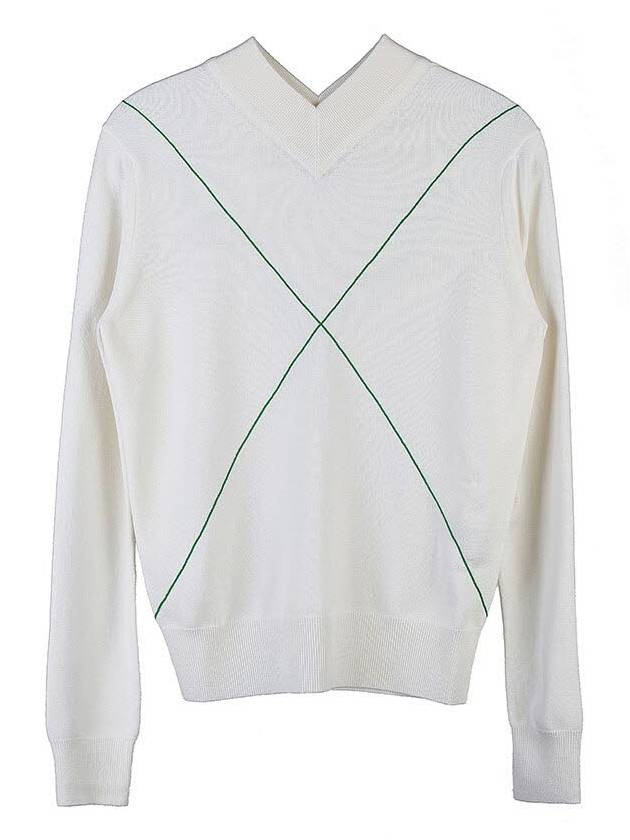 V Neck Wool Knit Top White - BOTTEGA VENETA - BALAAN 11