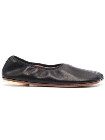 Women's Scarpa Square Toe Leather Flat Black - MAISON MARGIELA - BALAAN 1