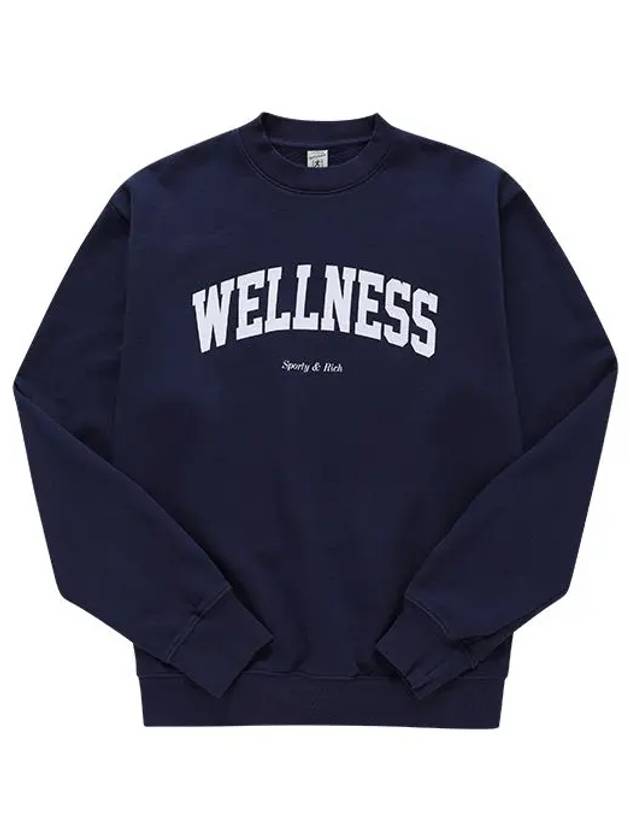 Men's Logo Print Crew Neck Cotton Sweatshirt Navy - SPORTY & RICH - BALAAN 3