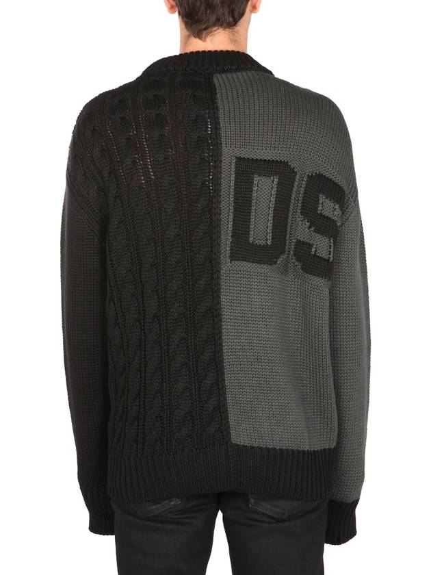 Logo Inlay Sweater Knit Top Gray Black - GCDS - BALAAN 4