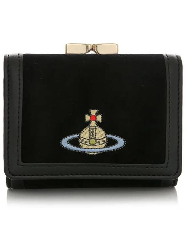 Velvet Small Frame Cotton Half Wallet Black - VIVIENNE WESTWOOD - BALAAN 2