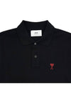 Small Heart Logo Polo Shirt Black - AMI - BALAAN 4