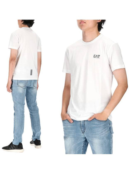 Men's EA7 Core Identity Logo Cotton Short Sleeve T-Shirt White - EMPORIO ARMANI - BALAAN.