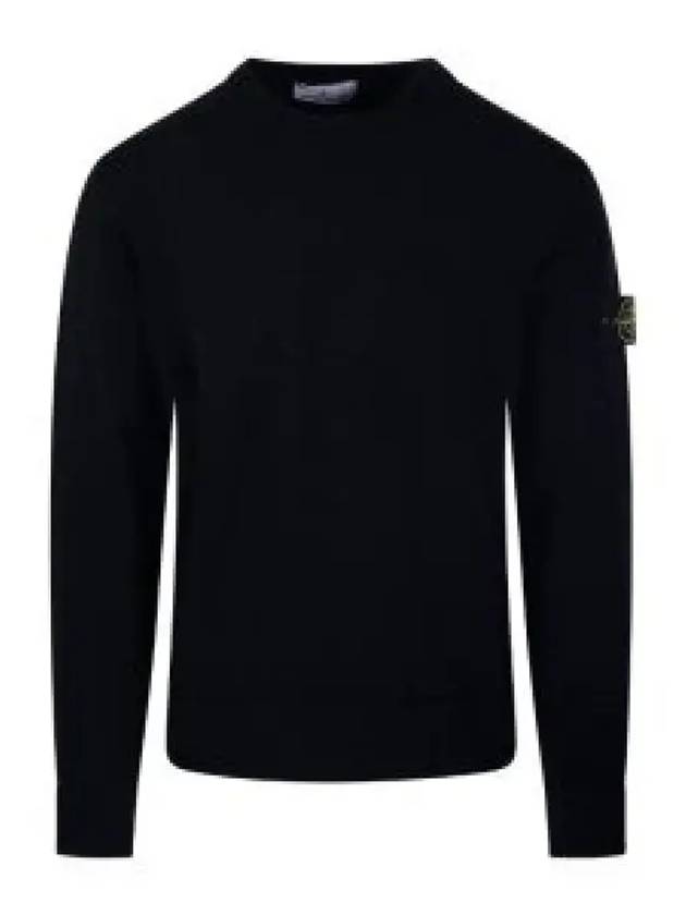 Compass Badge Crewneck Virgin Wool Knit Top Navy - STONE ISLAND - BALAAN 2