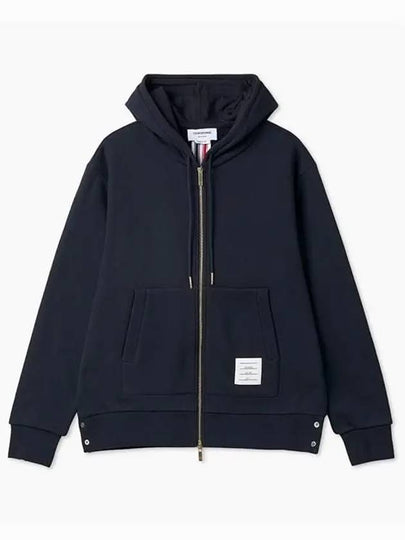 Center Back Stripe Cotton Zip Up Hoodie Navy - THOM BROWNE - BALAAN 2