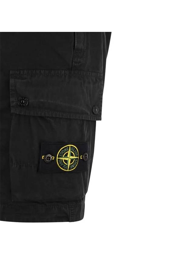 Men's Logo Patch Cargo Bermuda Shorts Black - STONE ISLAND - BALAAN 5