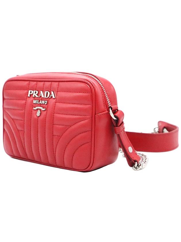 Women s Prada 1BH083 Red Soft Calfskin Diagram Silver Metal Lettering Chain Shoulder Bag gt Gangbuk used luxury goods - PRADA - BALAAN 4