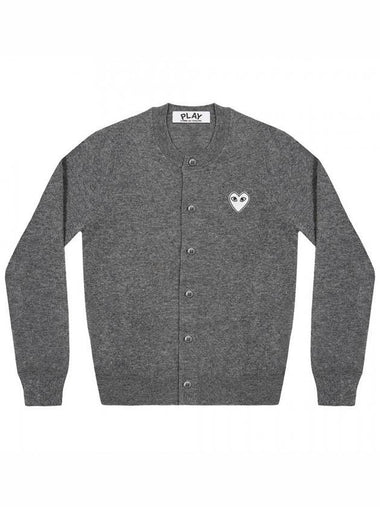 White Wappen Round Neck Wool Cardigan Charcoal - COMME DES GARCONS PLAY - BALAAN 1