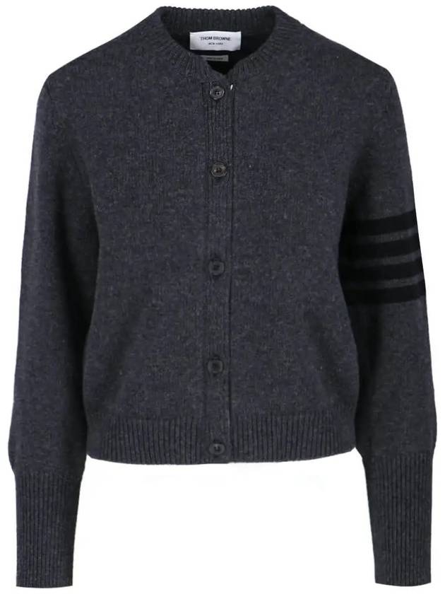 Merino Wool 4 Bar Raven Icon Cardigan - THOM BROWNE - BALAAN 1