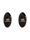 Oval Logo Plaque Earrings Black - BALENCIAGA - BALAAN 2