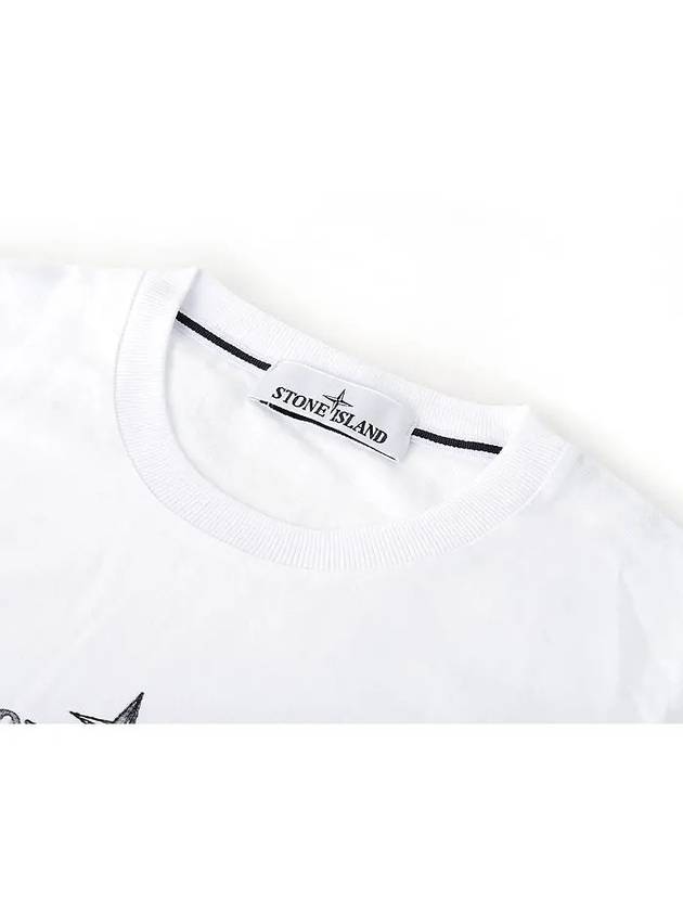 Logo Print Short Sleeve T-Shirt  White - STONE ISLAND - BALAAN 4