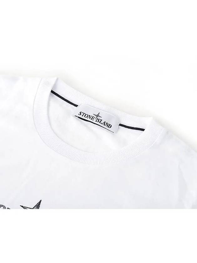 Logo Print Short Sleeve T-Shirt White - STONE ISLAND - BALAAN 4