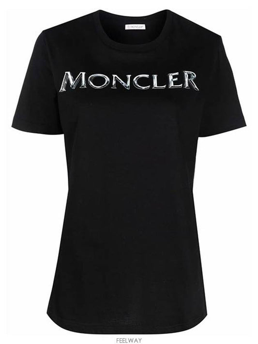 Graphic Logo Lettering Short Sleeve T-shirt Black - MONCLER - BALAAN 2