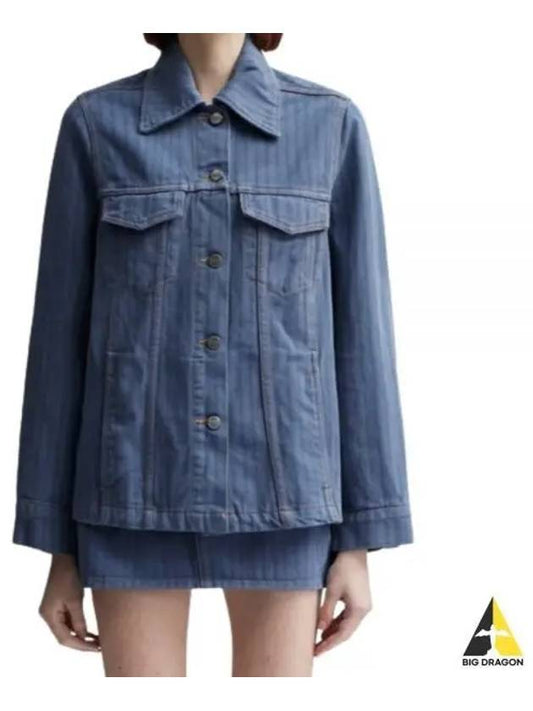 Stripe Overdyed Denim Jacket Blue - GANNI - BALAAN 2